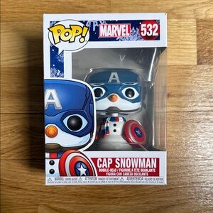 Funko Marvel Cap Snowman Pop Figure - Blue, Red, White